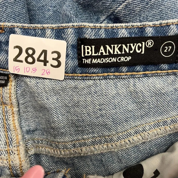 BlankNYC Womens Madison Jeans 27 Denim Distressed Button Fly High Waist Pants - Picture 2 of 8